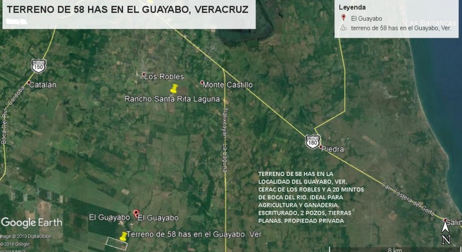 TERRENO AGRICOLA Y GANADERO DE 58 HECTAREAS EN EL GUAYABO MEDELLIN VERACRUZ